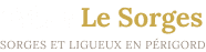 Logo Le Sorges en lettres dorées avec l'inscription Sorges et Ligueux en Périgord.